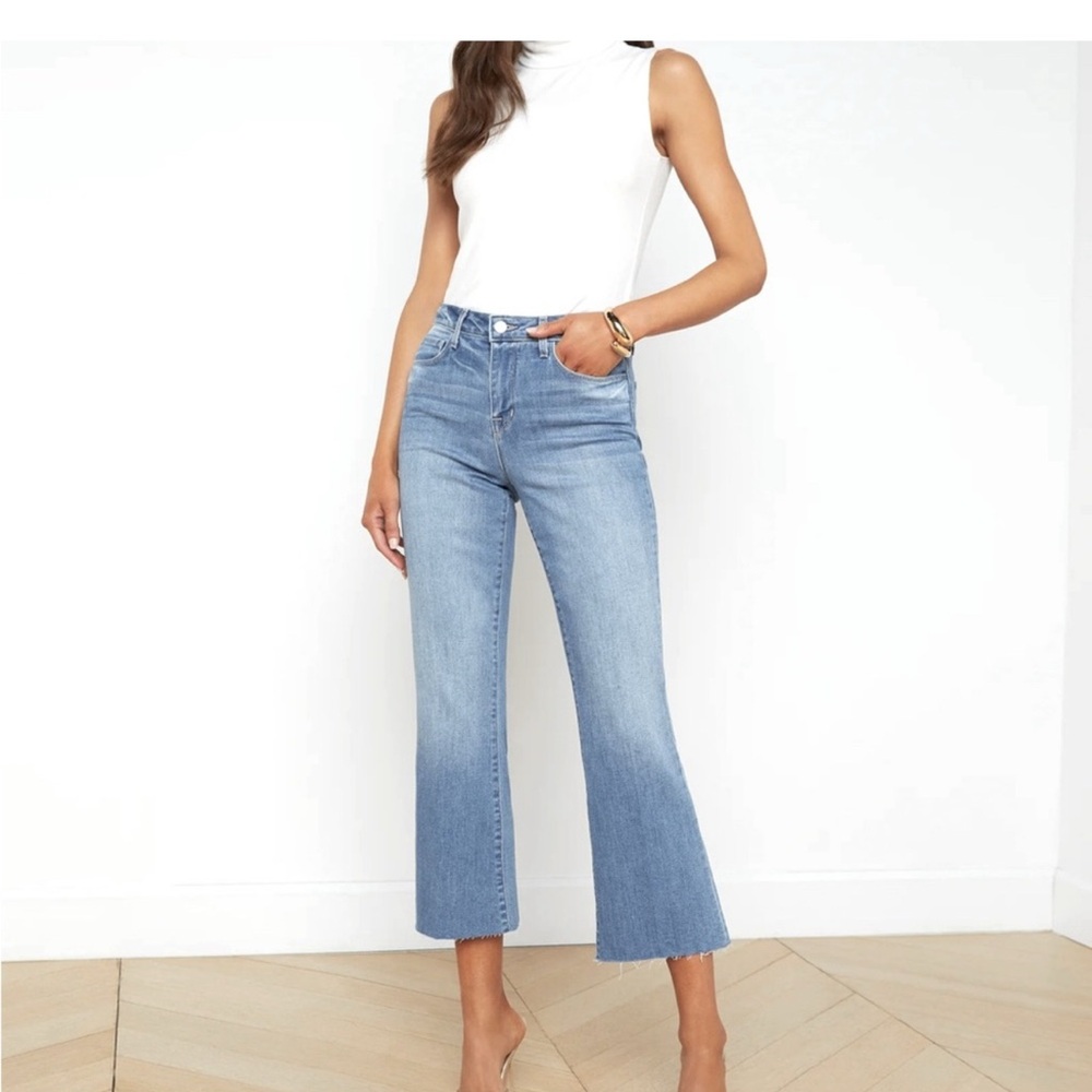 L'AGENCE Sky Blue high rise cropped jean